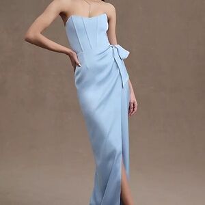 Anthropologie V. Chapman June Corset Wrap Tie Strapless Sky Blue Dress Size 2